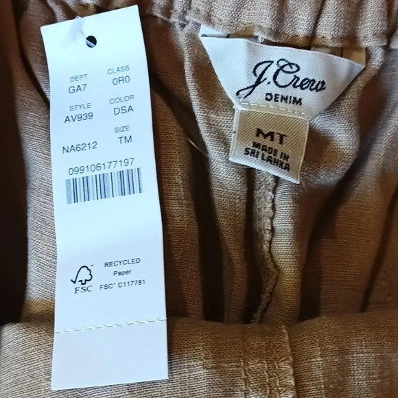 NEW J. Crew Seaside drawstring linen blend pockets dessert sand MT - Picture 11 of 13
